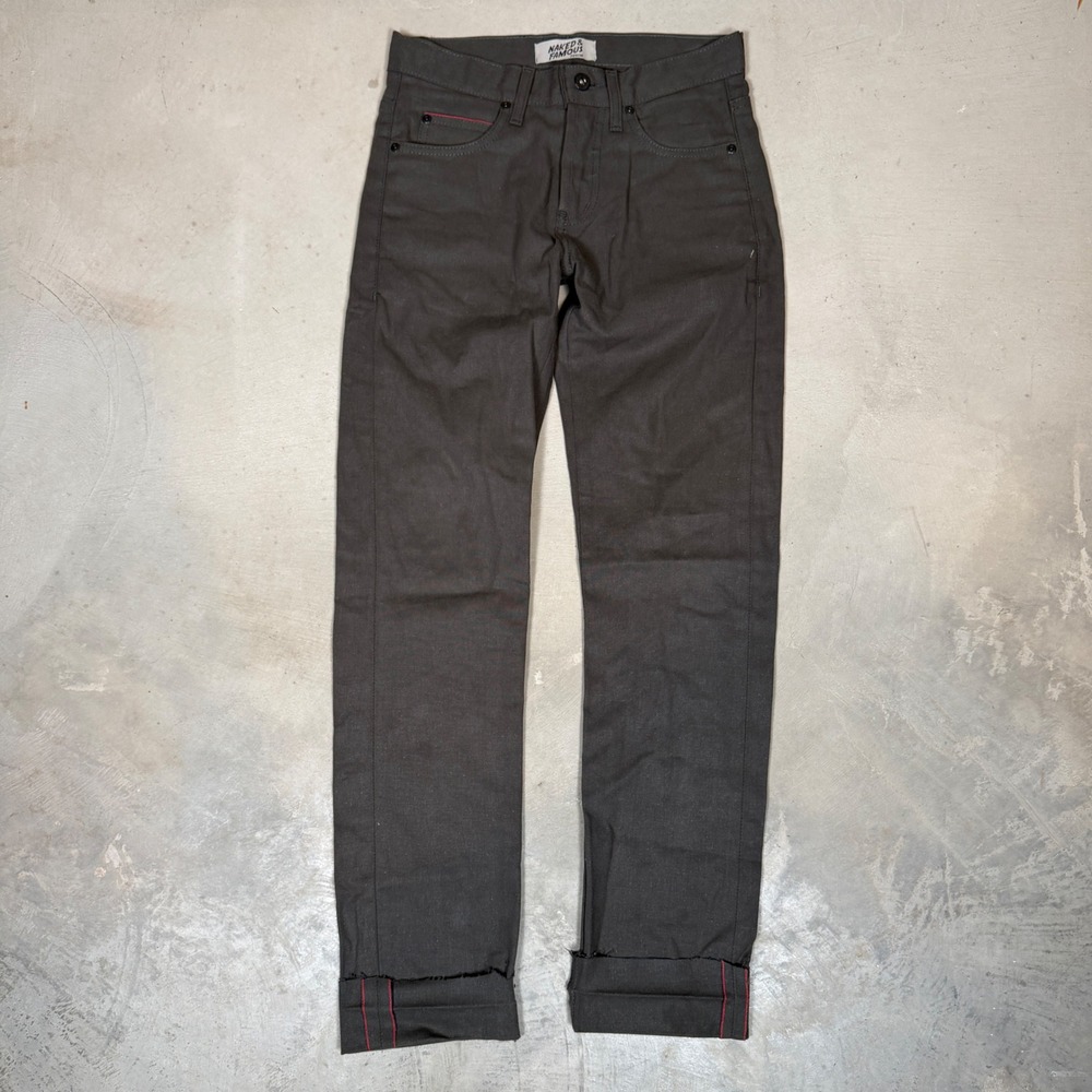 Naked & Famous Super Guy Blackened Steel Duck Canvas Pants Grey Mens 28